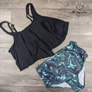 SouqFone Ruffled Flounce Top High Waist Bikini Size L